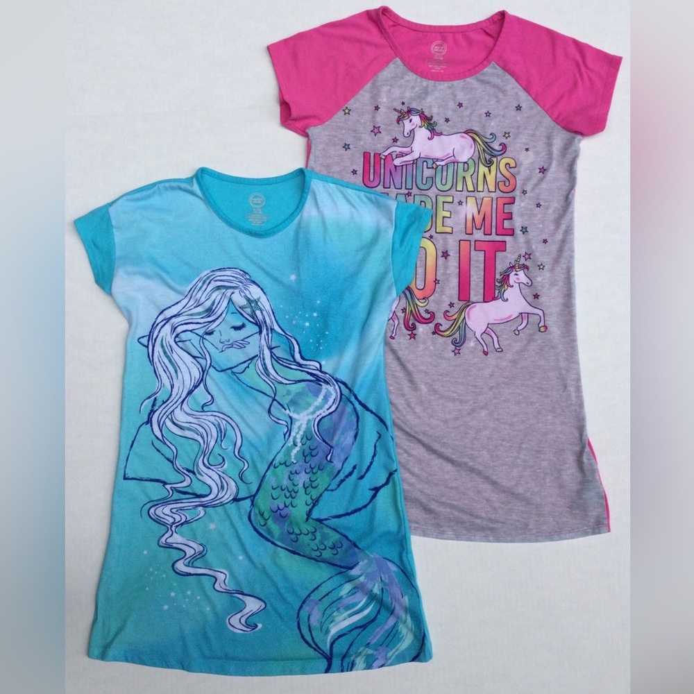 Wonder Nation Girls XL (14-16) Set of Two Graphic Nightgowns